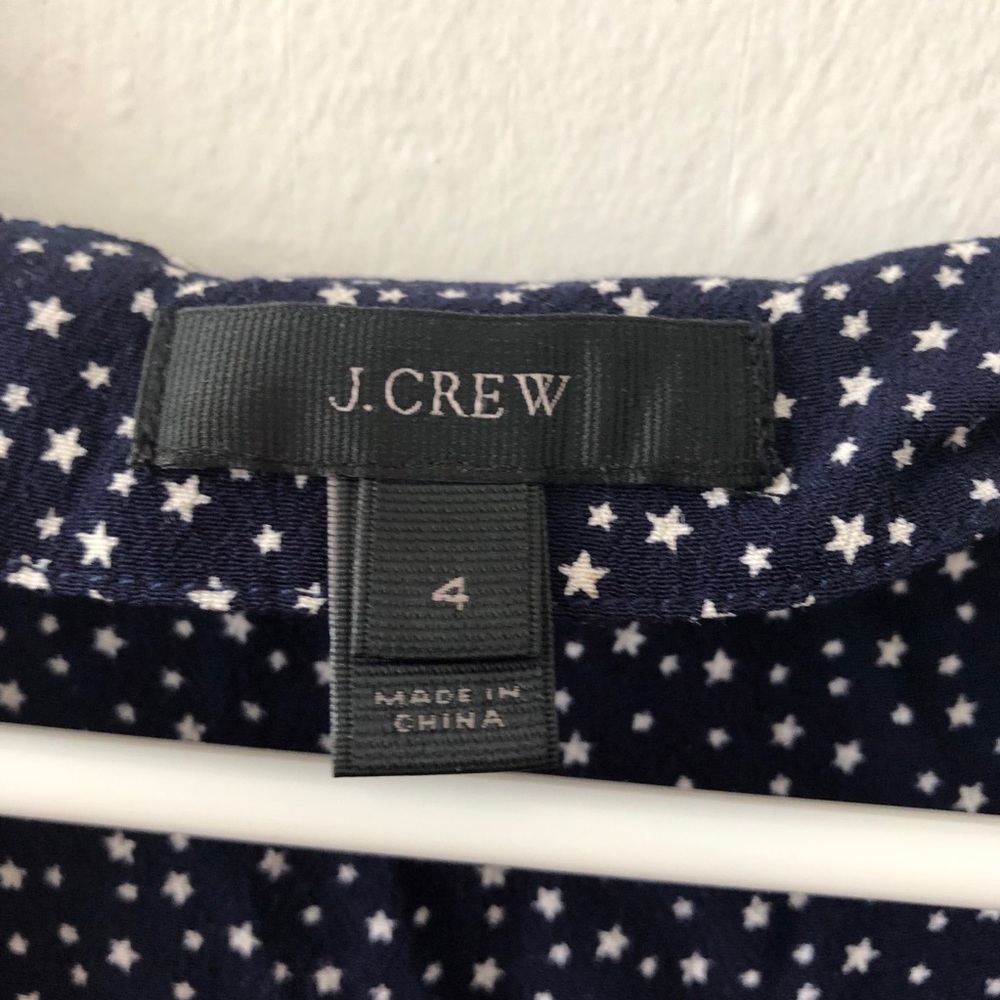 J. Crew Navy Star Print Peplum Top Size 4-6 - Picture 5 of 5